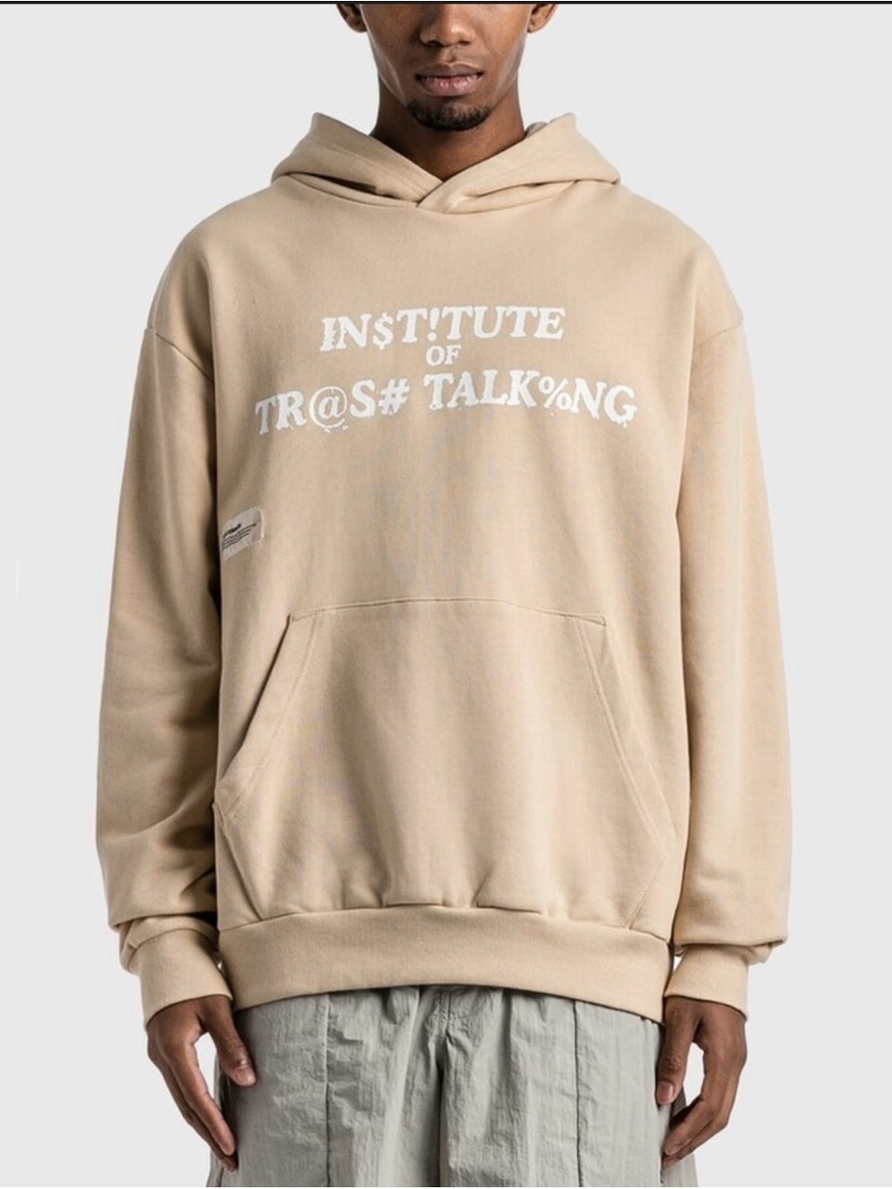 Beige Graphic Pullover Hoodie